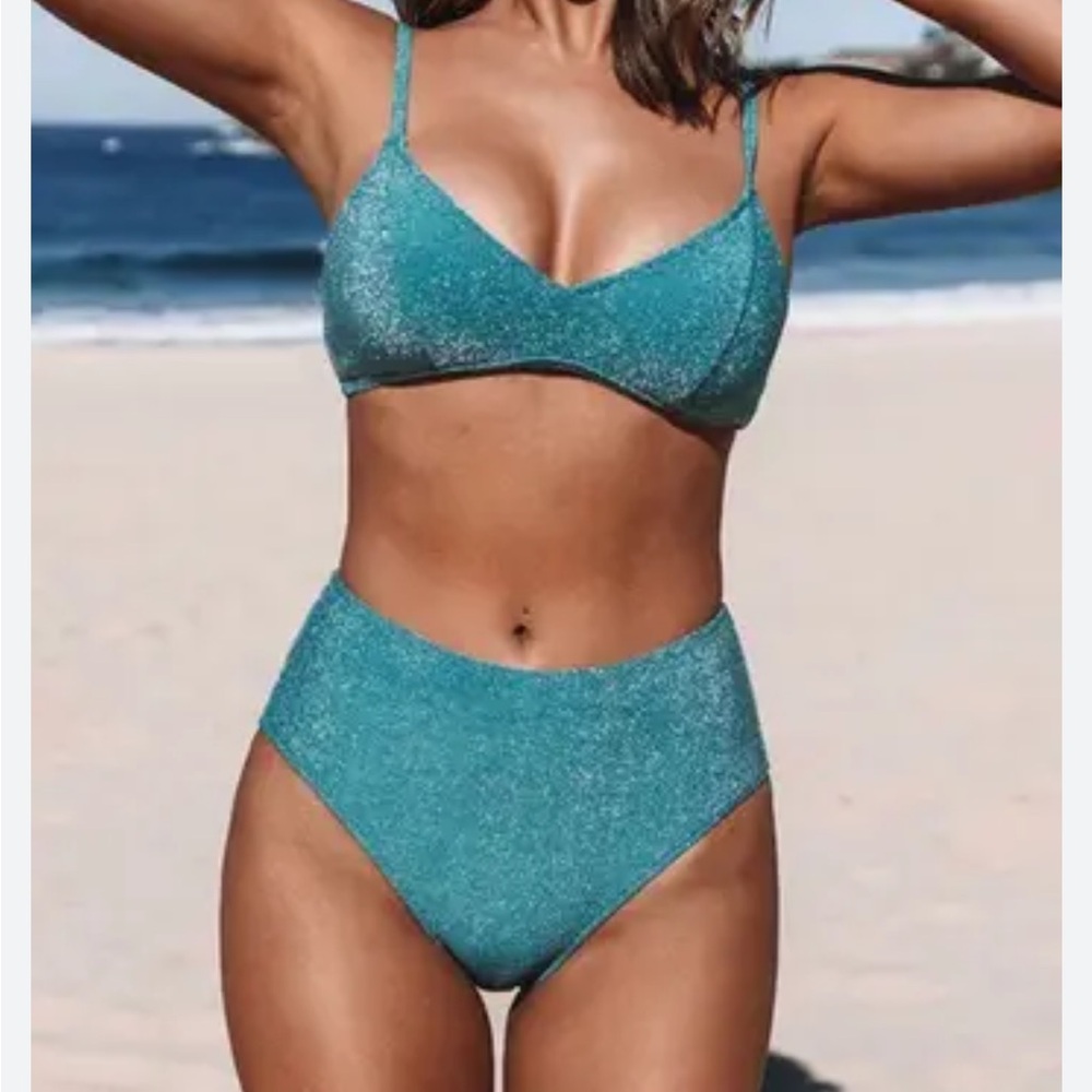 Teal Glitter Bikini Set